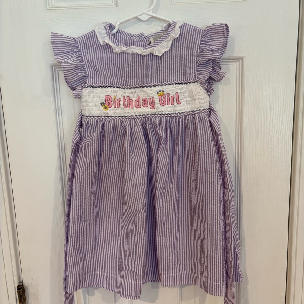 Purple Striped Birthday Girl Dress